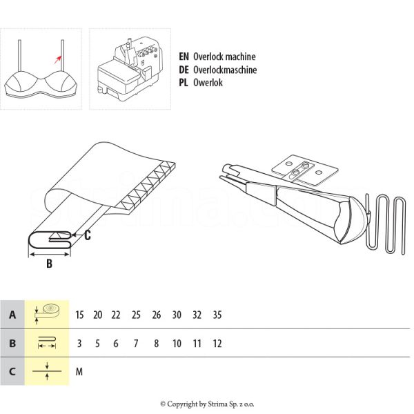 Dispozitiv spaghetti sutiene UMA-75-YA 30/10 M