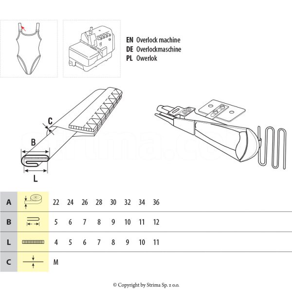 Dispozitiv spaghetti si elastic sutiene UMA-76-SI 22/5/4 M