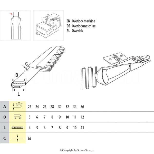 Dispozitiv spaghetti si elastic sutiene UMA-76-SI 24/6/5 M