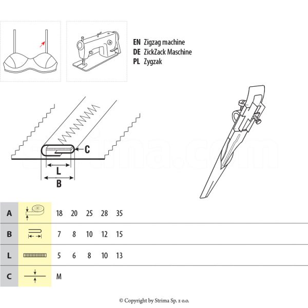 Dispozitiv bentita si elastic lenjerie intima UMA-77 30/13 M