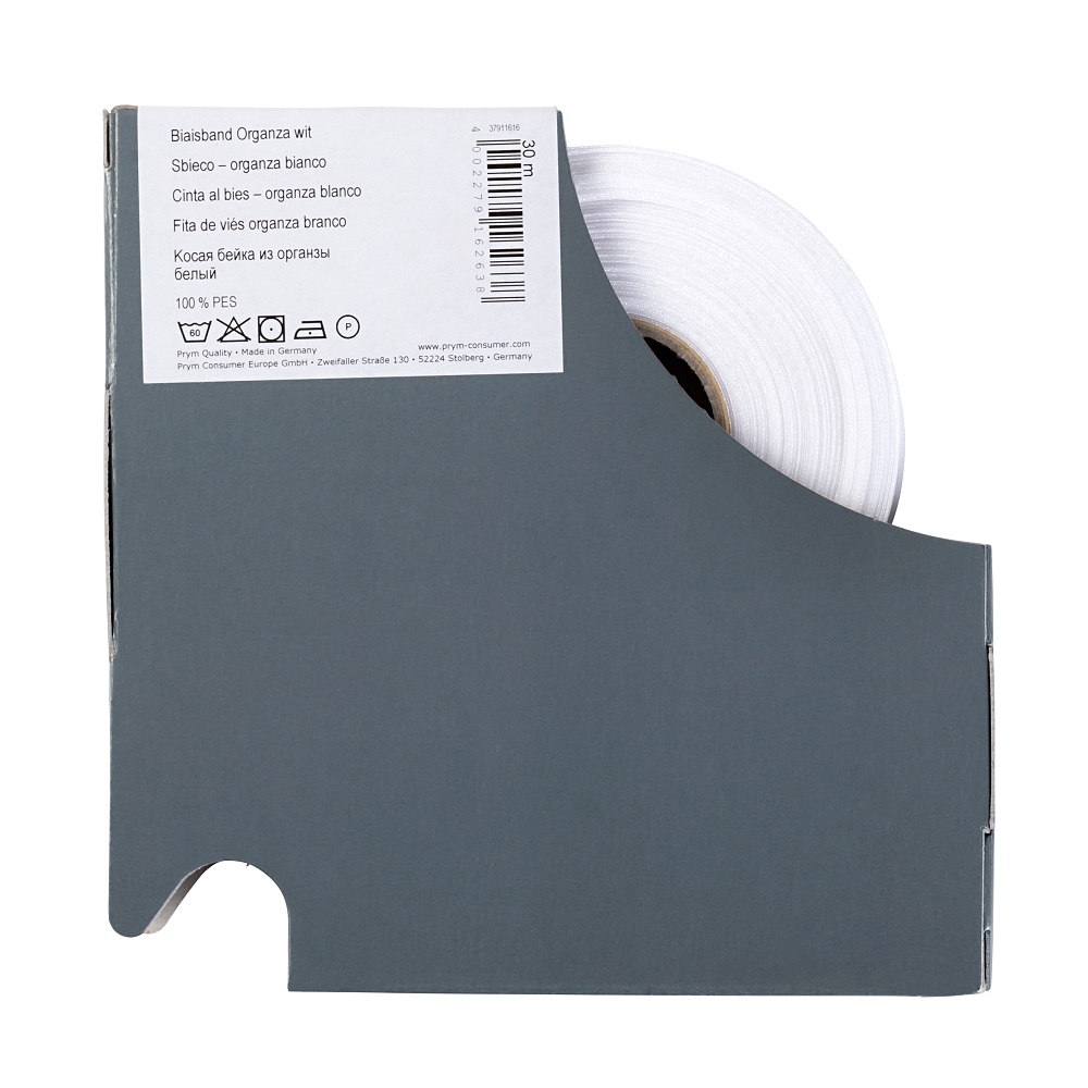 Banda bias Organza, alba, 40/20 mm