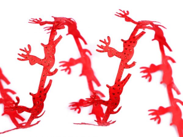 Bandă decorativă cu reni din satin, lățime 25 mm ST510576