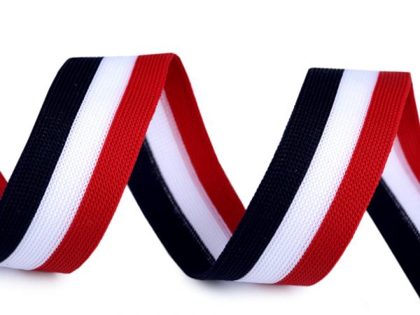 Bandă decorativă / vipușcă tricoloră, lățime 25 mm ST610085