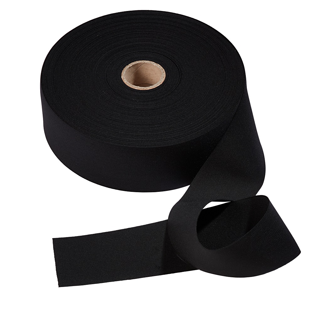 Banda elastic, intindere usoara, negru, 80 mm, 50 m