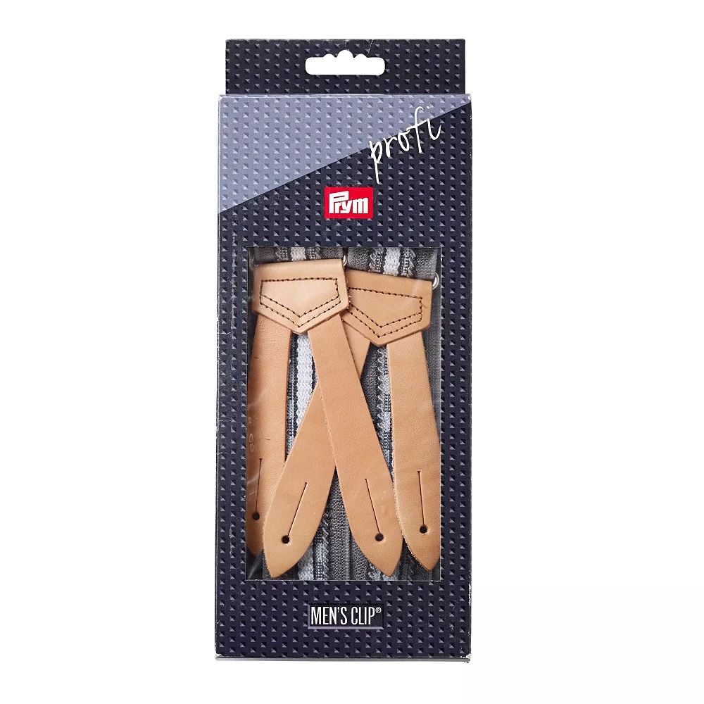 Bretele pantaloni Hercules, gri/curele din piele, 110 cm / 35 mm
