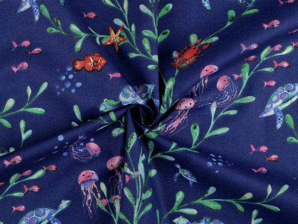 Bumbac imprimat cu motiv marin