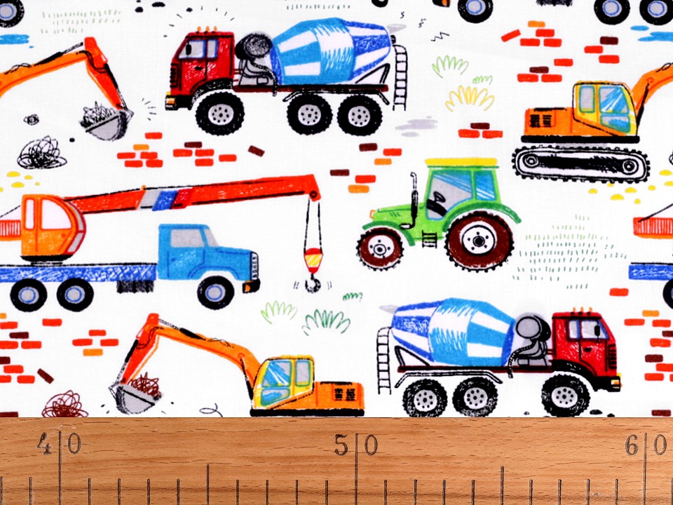 Bumbac imprimat cu motive de camion