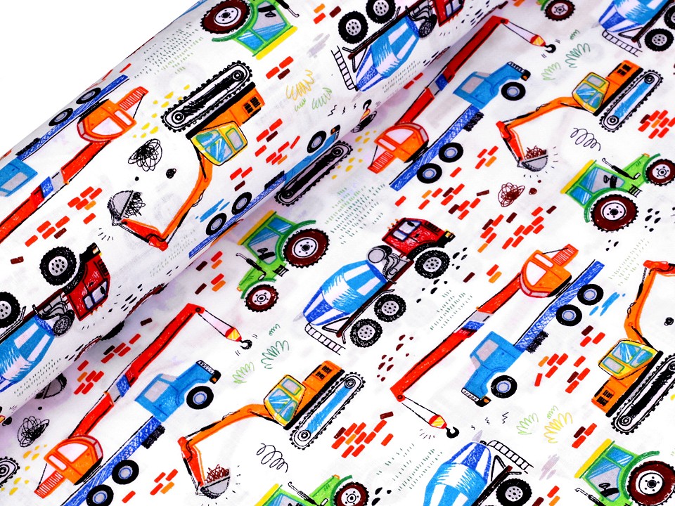 Bumbac imprimat cu motive de camion