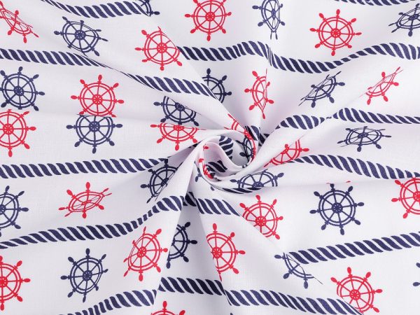 Bumbac imprimat cu motive marinaresti