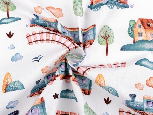 Bumbac imprimat cu trenuri