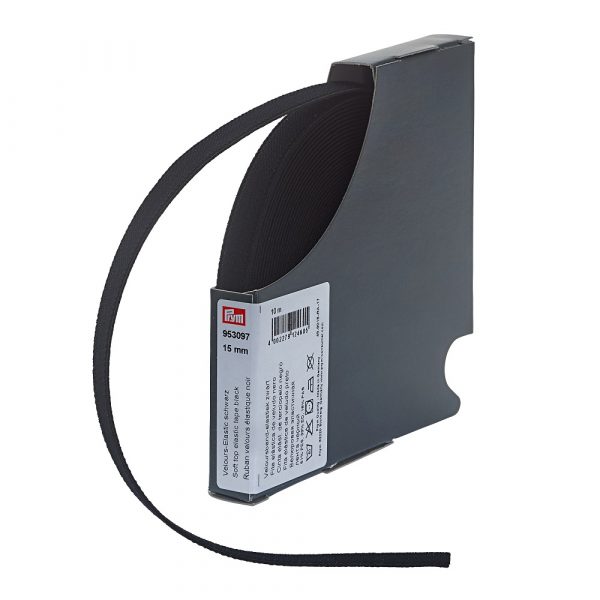 Elastic velur, negru, 15 mm