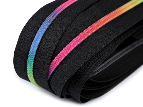 Fermoar spiralat metraj, efect curcubeu, 3 mm, ST560600