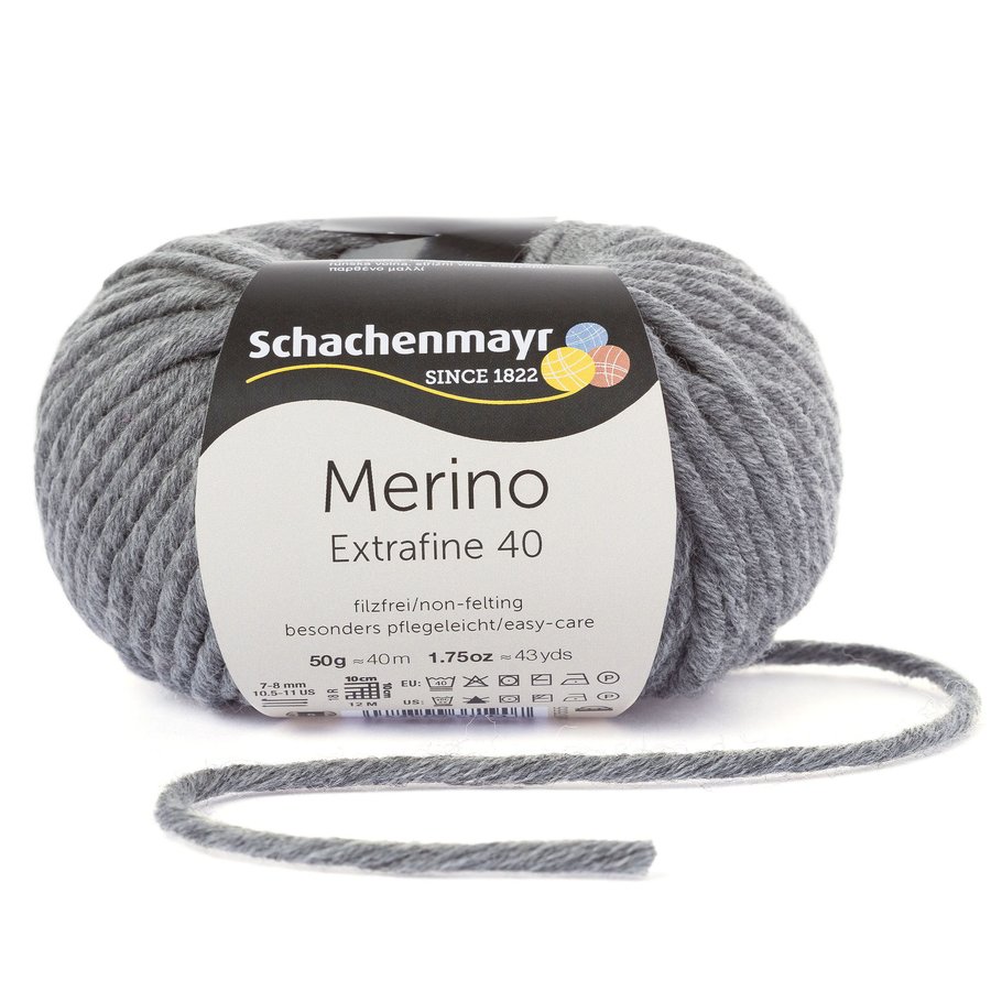 Fir din lana Merino Extrafine 40 Grey Melange