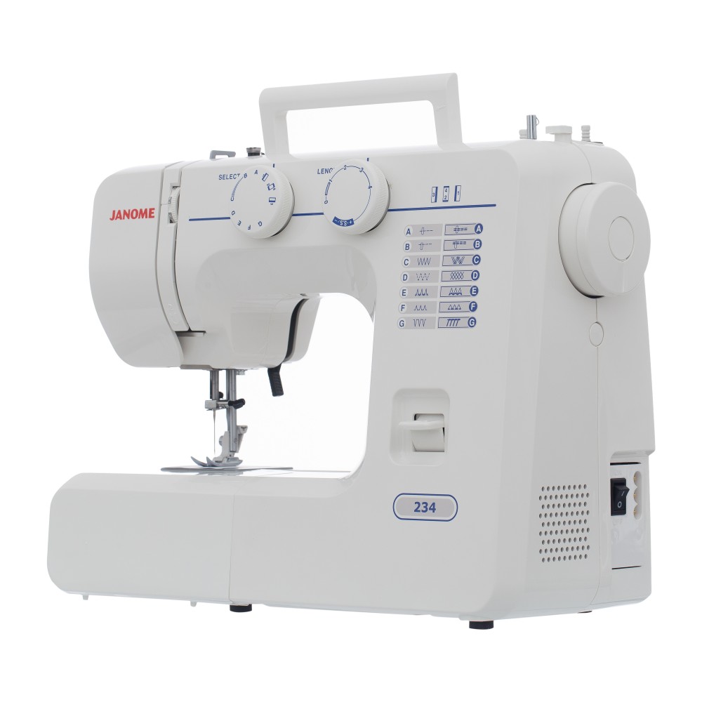 Masina de cusut electromecanica JANOME 234, 12 Programe, 860 Imp/Min, 60W, Alb