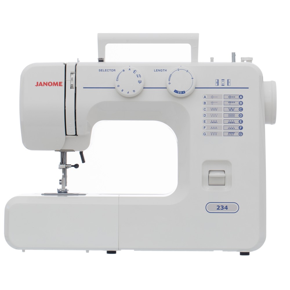 Masina de cusut electromecanica JANOME 234, 12 Programe, 860 Imp/Min, 60W, Alb