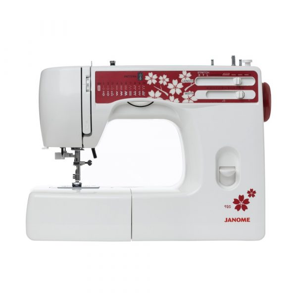 Masina de cusut electromecanica JANOME 920, 20 Programe, 860 Imp/Min, 60W, Alb/Visiniu