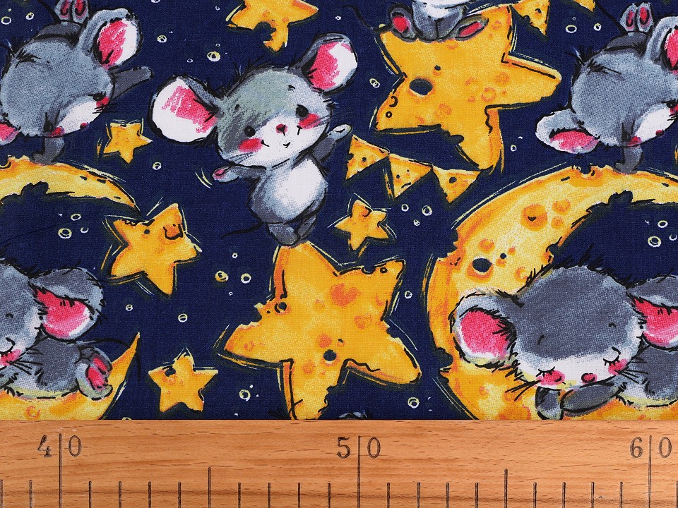 Material de bumbac cu imprimeu soricel