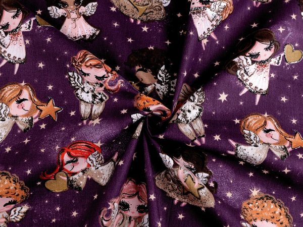 Material bumbac imprimat cu ingerasi