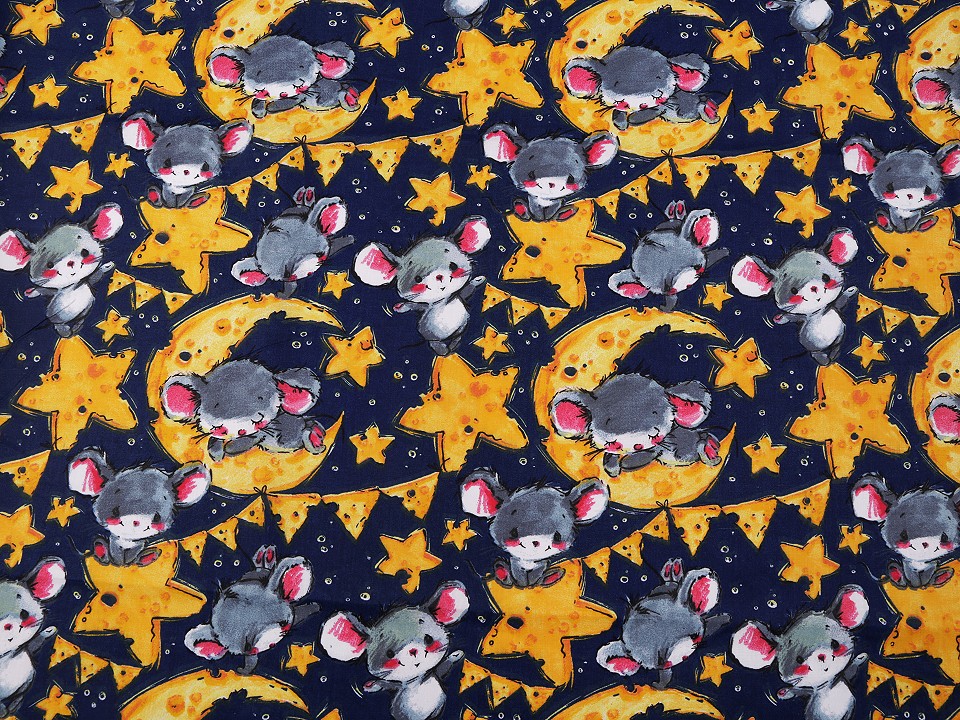 Material de bumbac cu imprimeu soricel