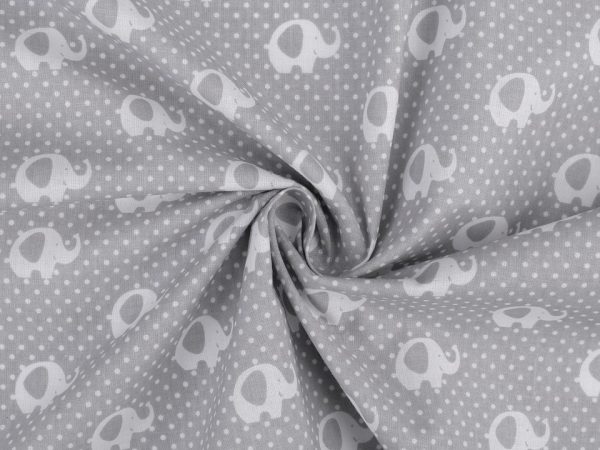 Material de bumbac imprimat cu elefanti