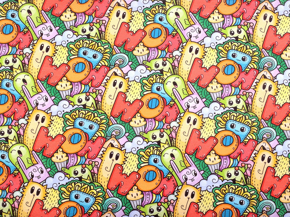 Material decorativ Loneta Doodle