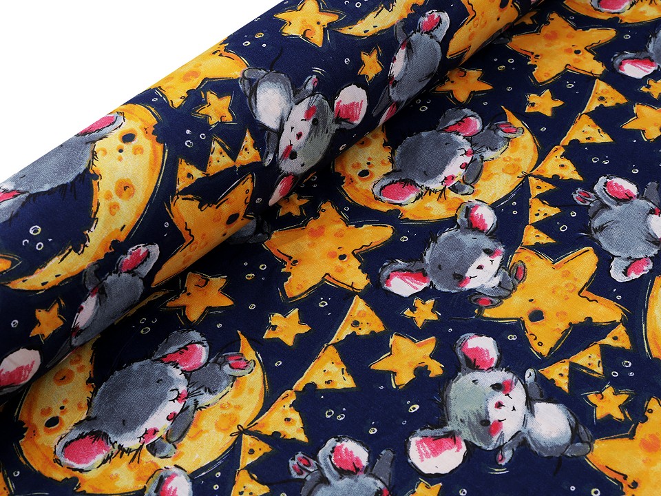 Material de bumbac cu imprimeu soricel