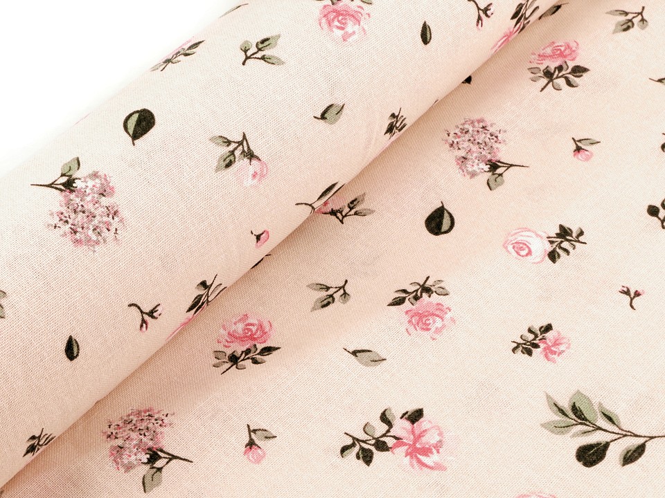 Material din bumbac cu model floral