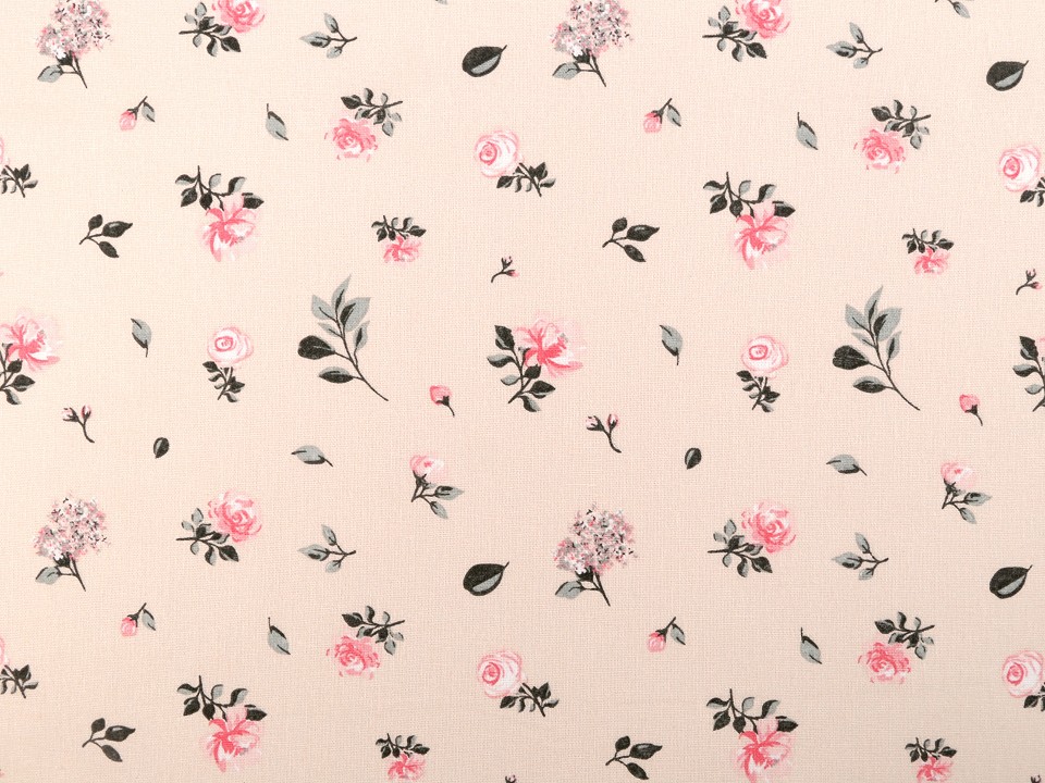 Material din bumbac cu model floral