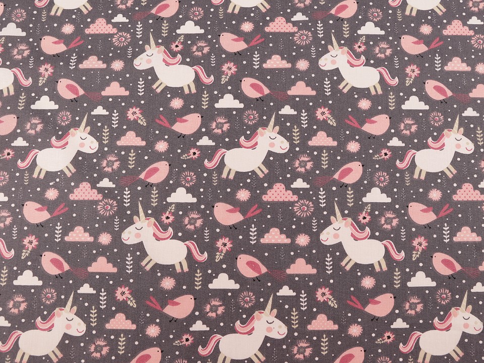 Material din bumbac cu model unicorn