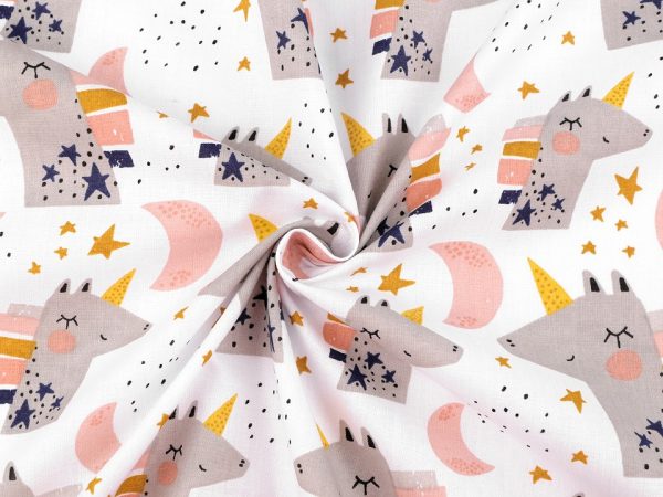 Material din bumbac cu unicorn