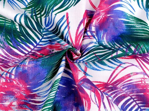 Material din bumbac imprimat cu pene