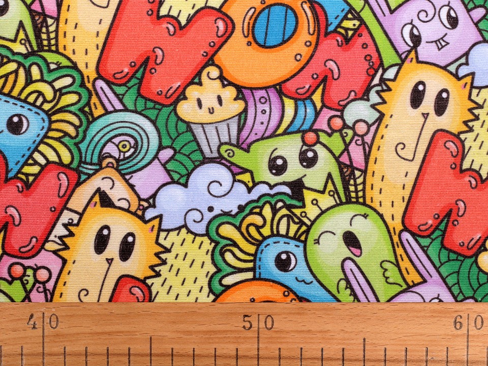 Material decorativ Loneta Doodle
