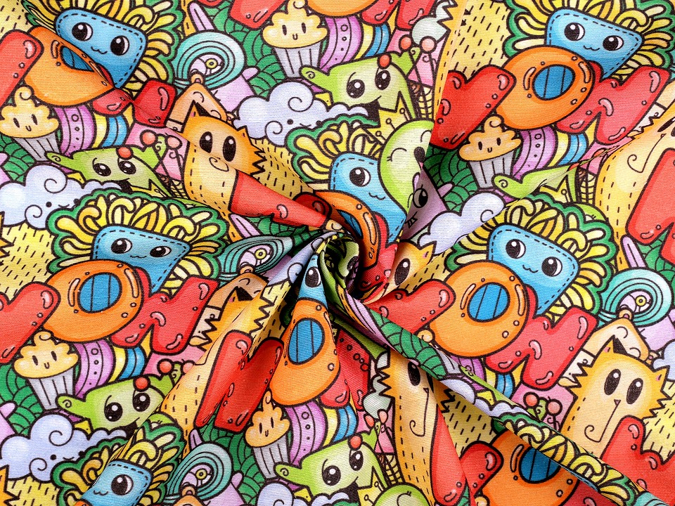 Material decorativ Loneta Doodle