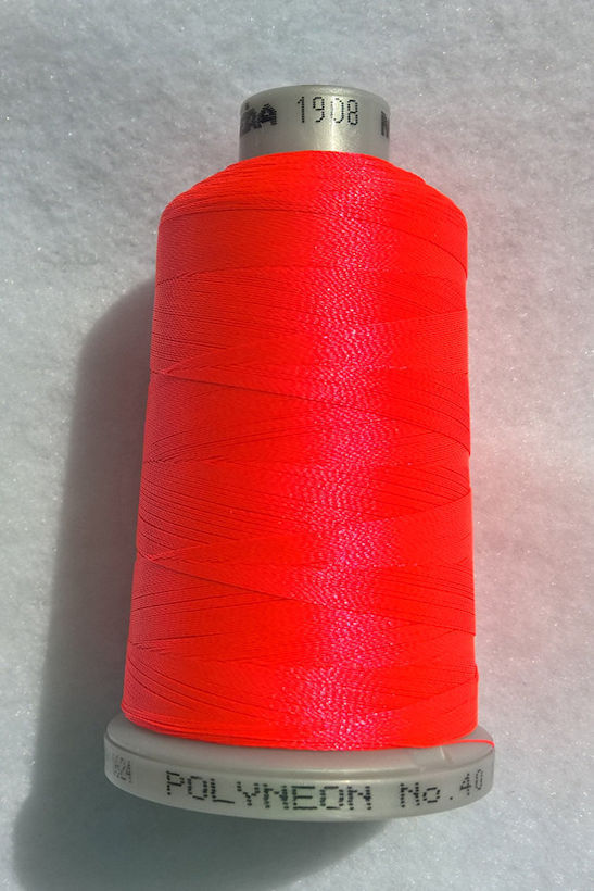 Ata de brodat polyneon Fluorescent Red, finetea 40, con 1000 metri
