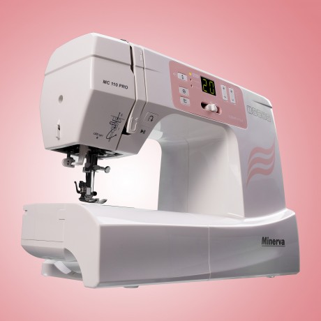 Masina De Cusut Digitala Minerva MC110PRO, 100 Programe, 800 Imp/Min, 70W, Alb/Roz