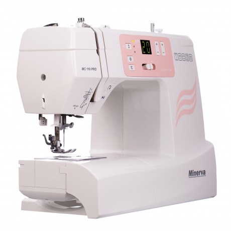 Masina De Cusut Digitala Minerva MC110PRO, 100 Programe, 800 Imp/Min, 70W, Alb/Roz