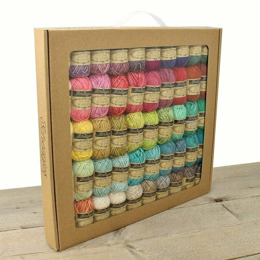 Pachet de 58 de sculuri x 10 g Scheepjes Stone Washed - River Washed