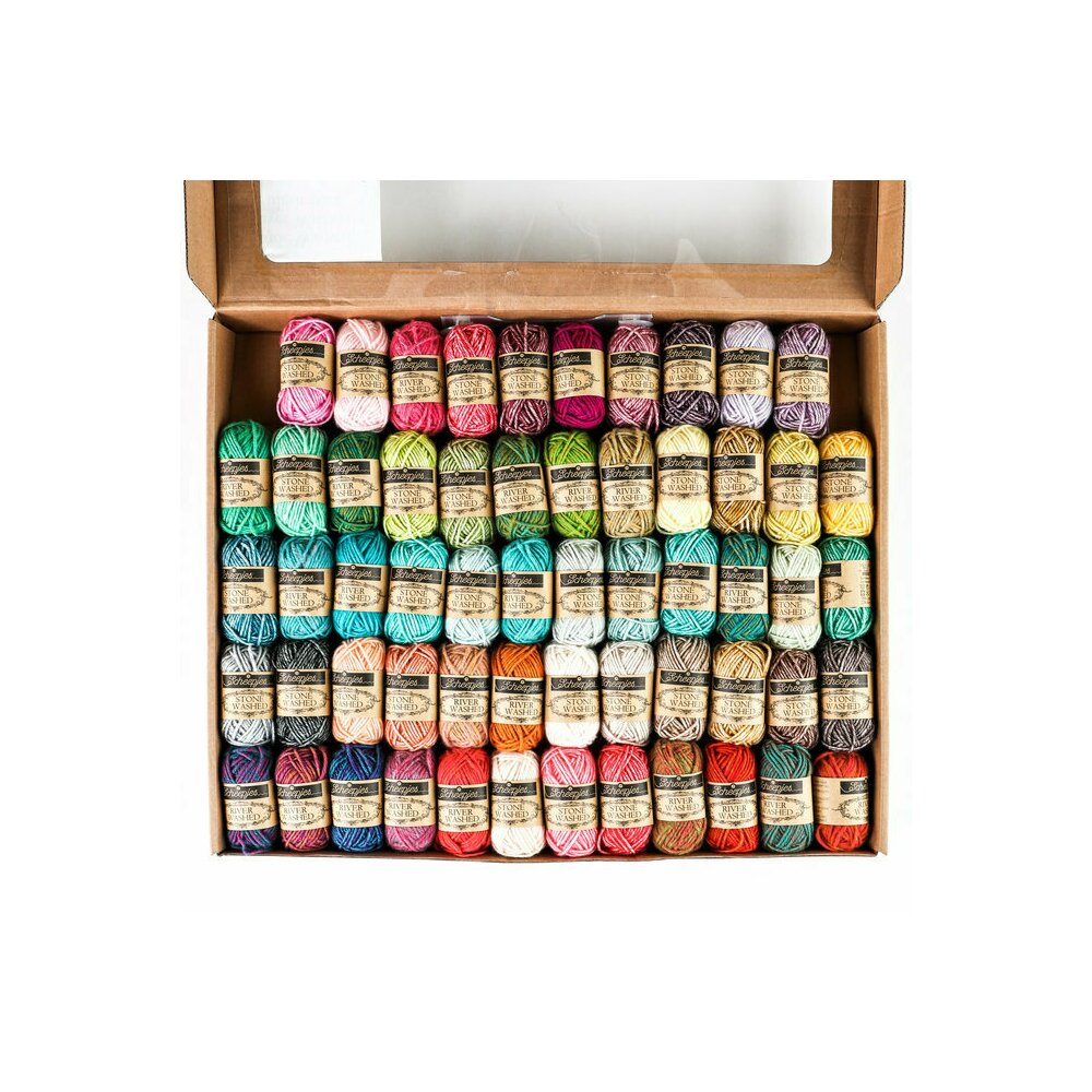 Pachet de 58 de sculuri x 10 g Scheepjes Stone Washed - River Washed
