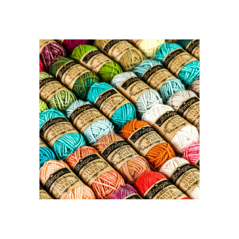 Pachet de 58 de sculuri x 10 g Scheepjes Stone Washed - River Washed