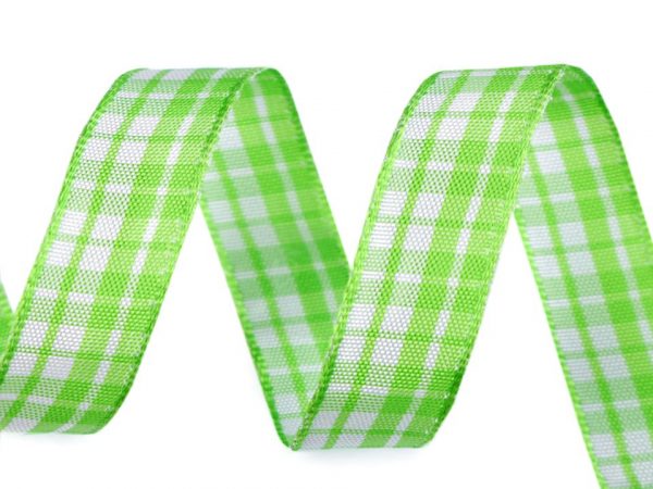 Panglica in carouri cu intaritura de sarma pe margini, latime 15 mm ST430484