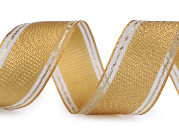 Panglică cu fir lame și întăritură de sârmă pe margini, lățime 40 mm ST430511