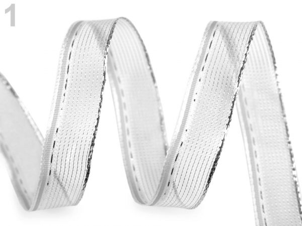 Panglică cu fir lame și întăritură de sârmă pe margini, lățime 15 mm ST430445