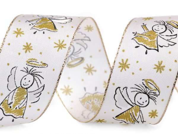 Panglică decorativă cu întăritură de sârmă pe margini, lățime 40 mm ST430454