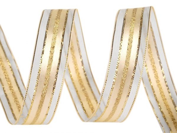 Panglică din organza cu lurex, lățime 15 mm ST420660