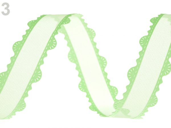 Panglică organza cu margini din dantelă, lățime 20 mm ST430550