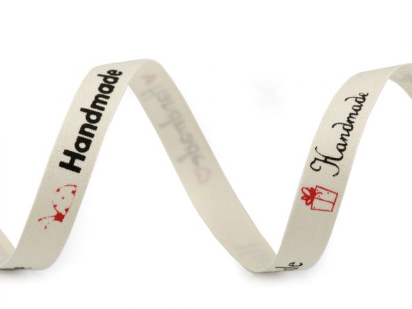 Panglică din bumbac imprimată Handmade, lățime 10 mm ST430330