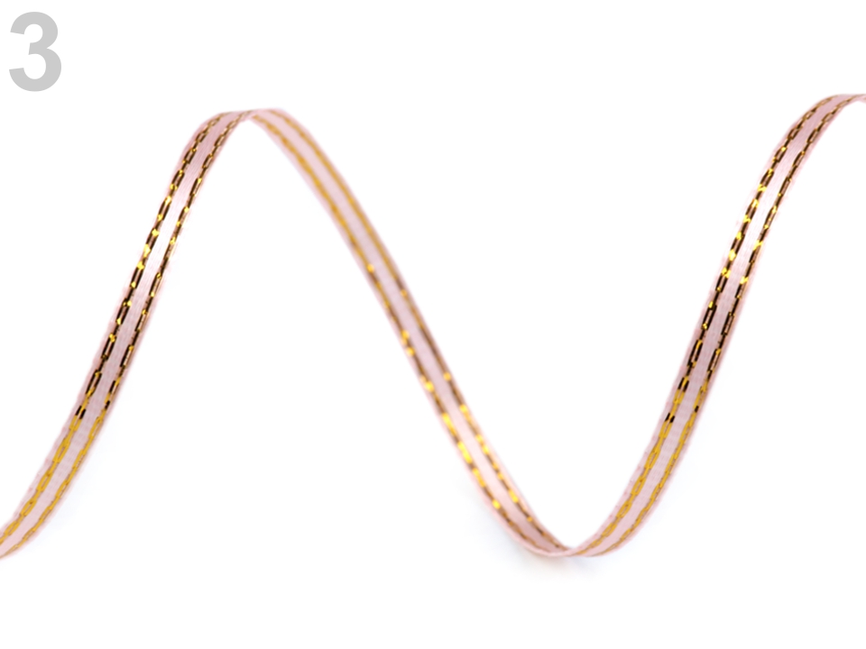 Panglică dublu satinată cu lurex, lățime 3 mm ST430281
