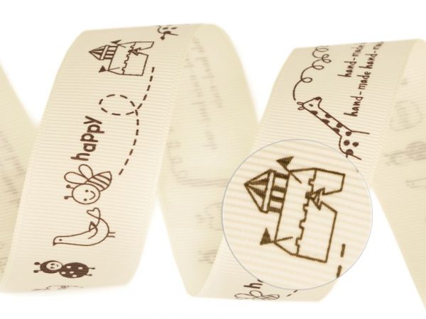 Panglică ripsată imprimată Handmade, lățime 25 mm ST430470