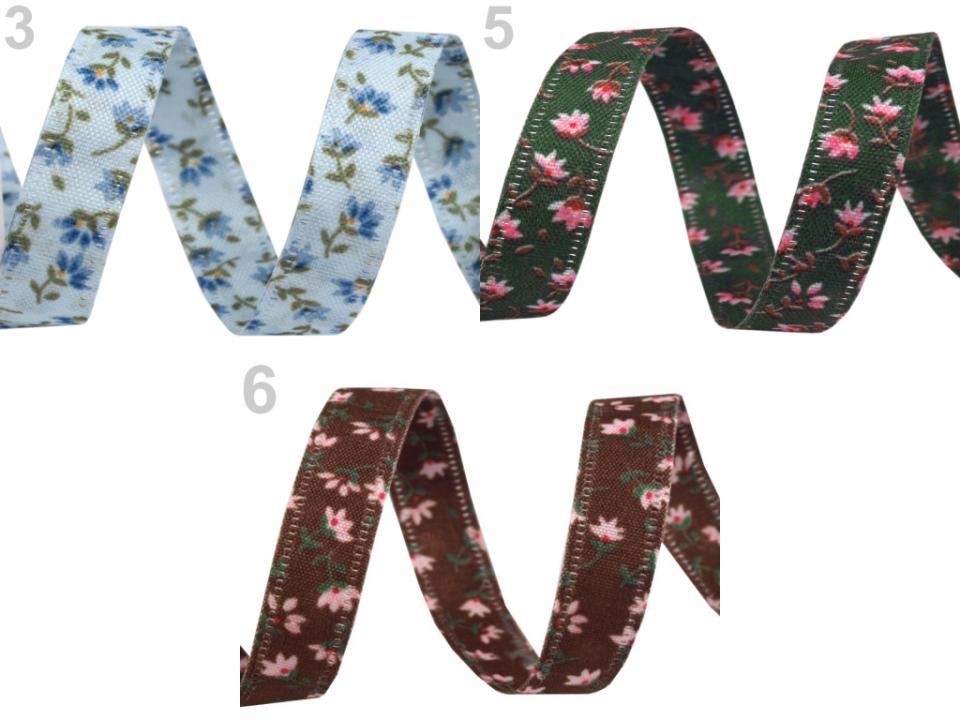 Panglică cu două feţe, imprimeu floral, lățime 10 mm ST420918