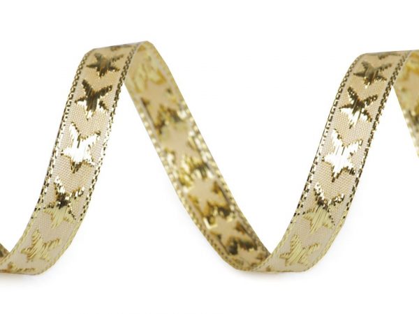 Panglică decorativă cu lurex, motiv steluțe, lătime 10 mm ST430318